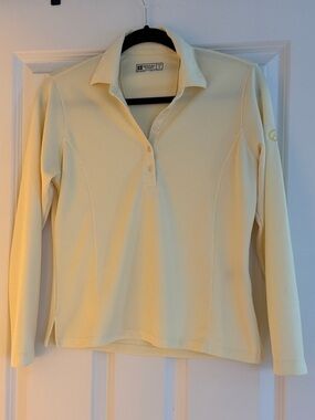 Long-Sleeve Polo Top in Pale Yellow